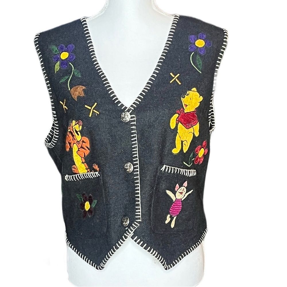 Vintage Disney by JouJou Gray Vest with Mickey Mouse Patch